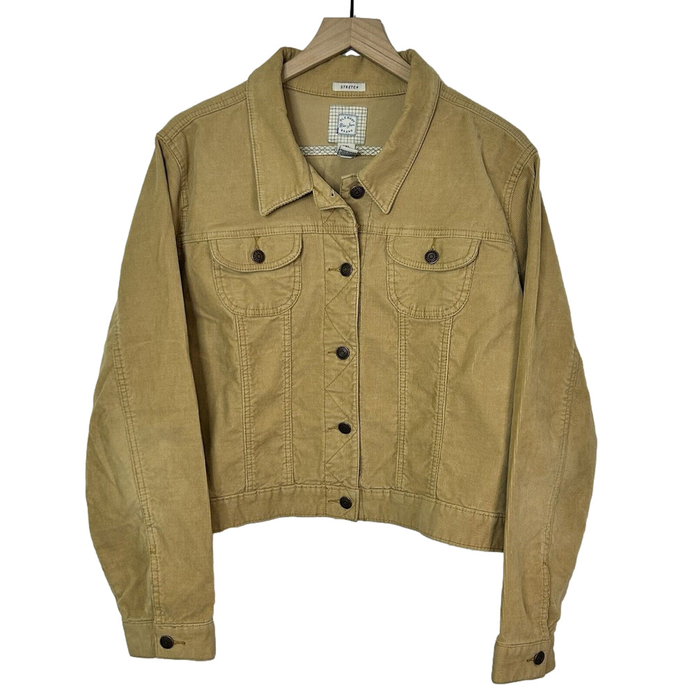 Old Navy Corduroy Jacket Women’s XXL Tan Stretchy Button Up Long Sleeve